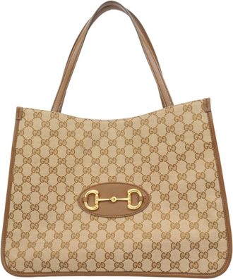 Gucci Beige Brown Canvas Tote Bag (Pre-Owned)
