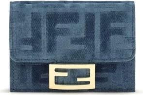 Fendi FF Logo-Plaque Portemonnee - Dames - Accessoires - Blauw - Maat: ONE Size Katoen