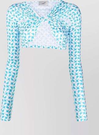 Coperni printed ruched long-sleeve cropped top