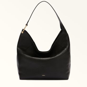 Furla Lara Borsa A Spalla L Nero Nero Pelle Di Vitello Granata Donna