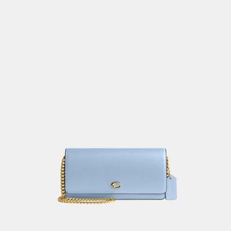 Coach Womens Evie Long Wallet With Chain - Blue Leather - One Size