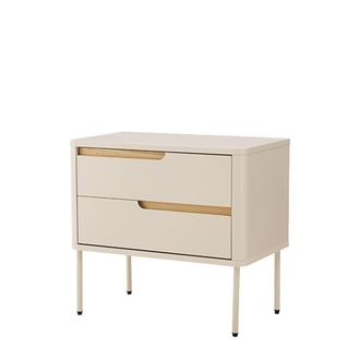 Koketto Home Mesita de noche moderna de 60 cm en color beige con 2 cajones