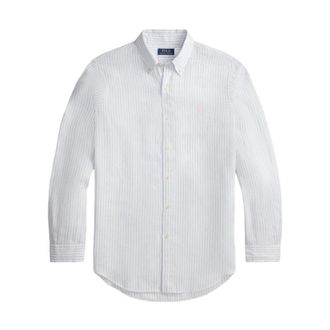 Polo Ralph Lauren Gestreept Shirt - Heren - Zakelijke Overhemden - Wit - 2XL - Linnen - Overhemden