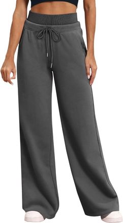 Generic Grey Joggers, Wide Leg Tracksuit Bottoms with Pockets, High Waisted Ladies Sweatpants with Drawstring, Soft Palazzo Trousers for Casual Lounge Wear, C