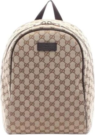 Gucci Pre-owned Canvas Rugzak - Dames - Vintage Rugzakken - Beige - ONE Size - Vintage