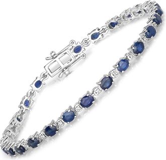 Diana M. Jewels Blue Sapphire Oval 4x3mm - 26Pcs + White Diamond F/C Round 1mm ( I1-I2/I color ) - 26Pcs ( Box Lock With Double Safety )