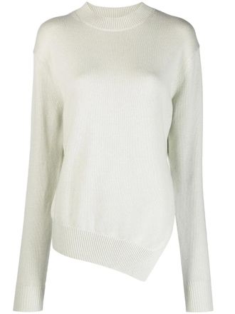 STUDIO NICHOLSON Shiso asymmetric-hem knitted jumper - women - Merino/Cotton - 0 - Neutrals