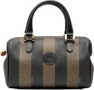 Fendi Borsa Pequin Boston in tela cerata XX secolo - Marrone