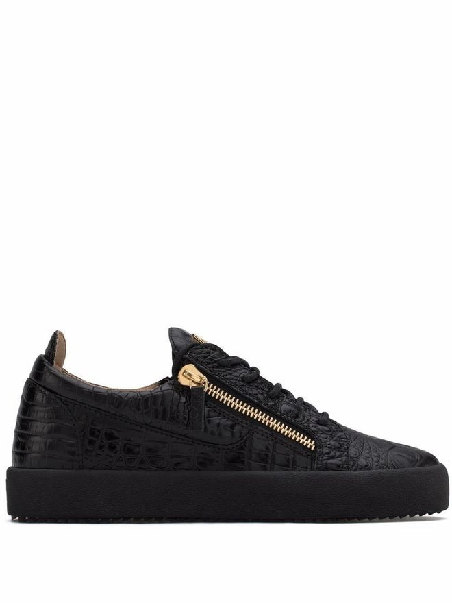 Sneakers Frankie con effetto coccodrillo - Nero