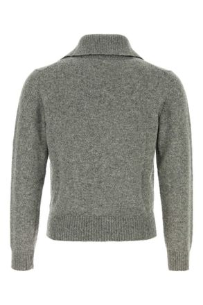 Jil Sander Mens Grey Wool Blend Cardigan Shadow Exterior: Nylon Maglieria