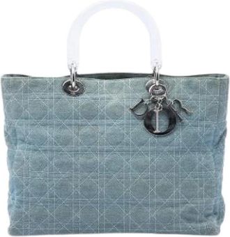 Dior Pre-owned Lady Satchel - Dames - Vintage Handtas - Blauw - ONE Size - Denim - Vintage