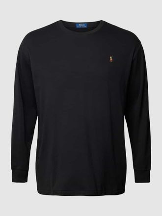 Ralph Lauren PLUS SIZE Longsleeve mit Logo-Stitching in Black, Gr&ouml;&szlig;e XXL