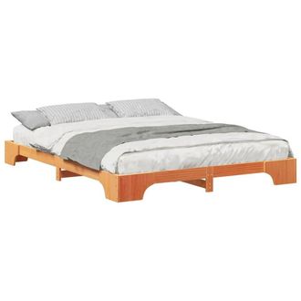 Berkfield Home Stylish Floor Bed Frame with Storage Brown 160 x 210 cm Solid wood