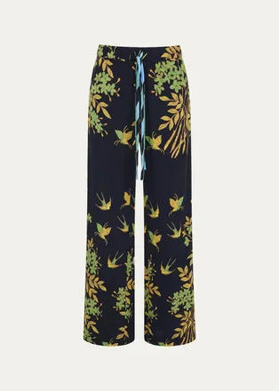 Diane Von F&uuml;rstenberg Verick Floral Wide-Leg Pants