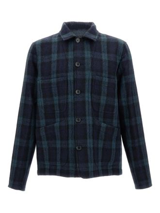 Paul Smith Geruit wollen shirtjack - Blauw