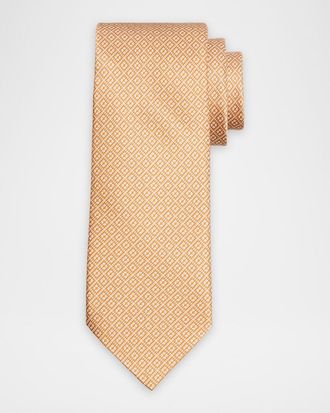 Stefano Ricci Men & apos;s Dotted Grid Check Silk Tie