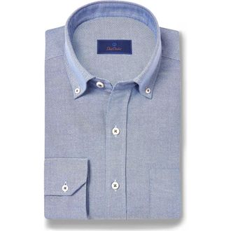 David Donahue Washed Oxford Sport Shirt in Blue at Nordstrom Rack, Size Medium