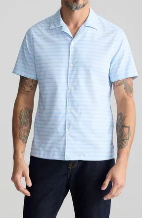 UNTUCKit Haverman Stripe Performance Camp Shirt in Blue at Nordstrom, Size X-Large