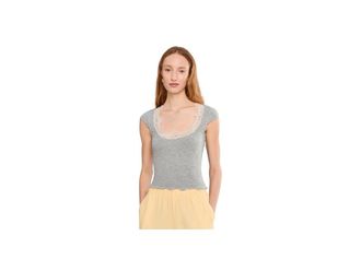 Free People Oh My Darling T-Shirts Womens Clothing Heather Grey : MD (Womens 8-10), Cotton/Rayon/Spandex
