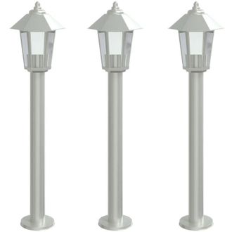 vidaXL L&aacute;mparas De Suelo De Exterior 3 Unidades Acero Inoxidable 80 Cm Vidaxl