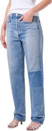 A Gold E 90s Mid Rise Relaxed Straight Leg Jeans in Session Mid Indigo at Nordstrom, Size 25