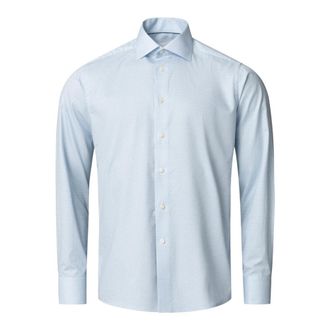 Eton Geometric Print Signature Twill Shirt - Heren - Zakelijke Overhemden - Blauw - M - Katoen - Overhemden
