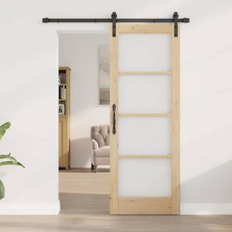 Berkfield Home Sliding Door with Hardware Set ORKDAL73.5x198.5 cm in Beige | Size: 73.5x198.5 cm