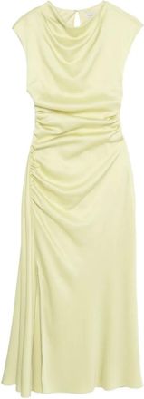 SIMKHAI Burke gedrapeerde gesmockte satijnen midi-jurk - Geel