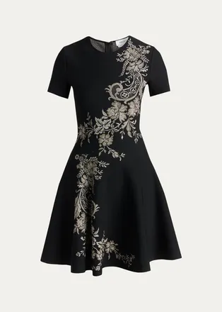 Alexander McQueen Volume Asymmetric Jacquard Mini Dress