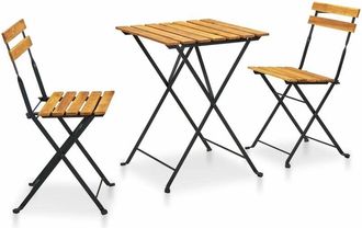 vidaXL 3 Piece Folding Bistro Set Solid Acacia Wood Vidaxl