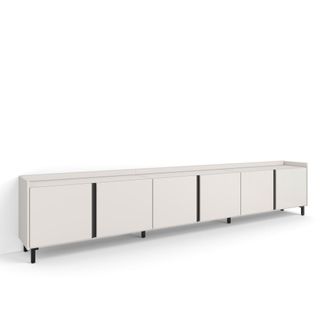Skraut Home Skraut Home - Mueble Tv, Televisi&oacute;n, Muebles De Sal&oacute;n, Almacenaje, 309x35x61cm, Para Tv Hasta 80, Dise&ntilde;o Industrial, Estilo Moderno, Beige