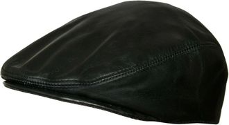 TruClothing Real Leather Flat Cap Ivy Newsboy Peaked Golf Cabbie Hat