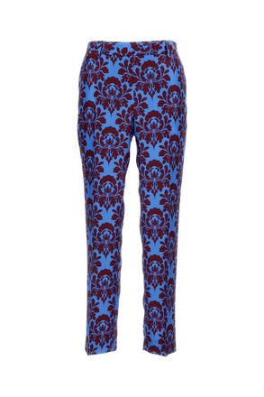 Alberto Biani Light Blue Silk Straight-leg trousers