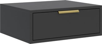 Selsey Selsey Vena - Mesita De Noche Suspendida Con Caj&oacute;n, Negro, 50 Cm