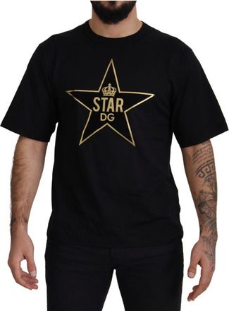 Dolce & Gabbana Black Gold STAR Crown DG Cotton Crewneck Mens T-shirt - Size X-Small