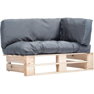 vidaXL Vidaxl - Sof&aacute; de jard&iacute;n de palets con cojines grises madera de pino