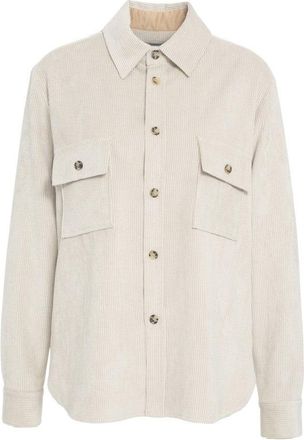 Gender Textured Corduroy Blouse With Classic Collar