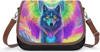 Generic Wolf with Wings Colored Fashion Womens Crossbody Bags Novelty Handbag Shoulder Bag Purse