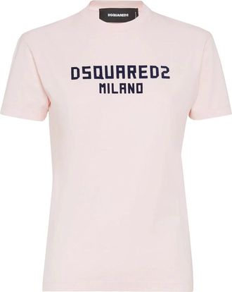 Dsquared2 Tops, Dames, Roze, M, Katoen, Essenti&euml;le Katoenen T-shirt