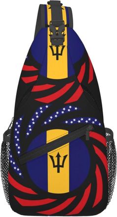 Generic Barbadian American Flag Shoulder Bag Trendy Cross Body Bag Anti Theft Chest Backpack For Workout Women Runner