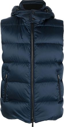 Moorer Fire-SH hooded down gilet - men - Polyester/Polyamide/Polyamide/Feather Down - 50 - Blue