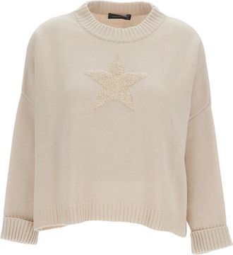 Lorena Antoniazzi Cropped Knit Sweater With Textured Star Motif