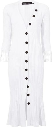 Proenza Schouler Jurk met Franjes Mouwen Wit - Dames - Kleedjes - Wit - L - Nylon - Kleedjes