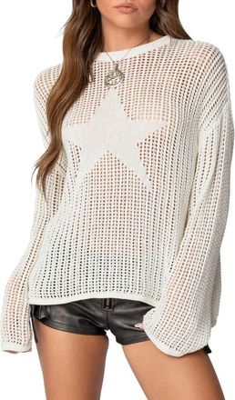 Edikted Seeing Stars Open Stitch Oversize Sweater in White at Nordstrom, Size X-Large