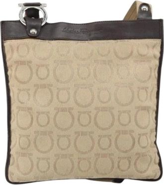 Ferragamo Pre-owned Cross Body Bags, female, Beige, Size: ONE SIZE Pre-owned Canvas Shoulder Bag