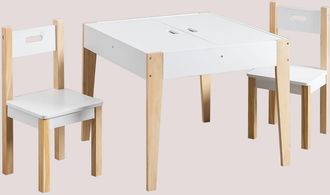 Sklum Sklum - Set De Mesa Pizarra Con Almacenaje Y 2 Sillas De Madera Belfy Kids