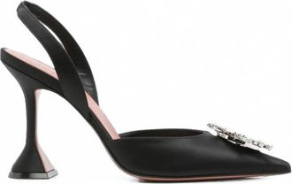 Amina Muaddi Black Embellished Pumps