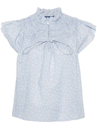 Polo Ralph Lauren floral-print cotton blouse - Blue