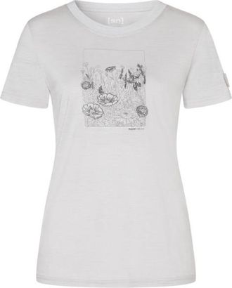 super.natural Flower Field Bio Jersey Tee Merinoshirt f&uuml;r Damen | wei&szlig;/grau