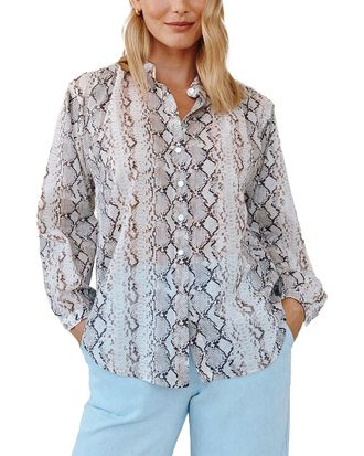 Bella Dahl Shirred Mandarin Collar Shirt